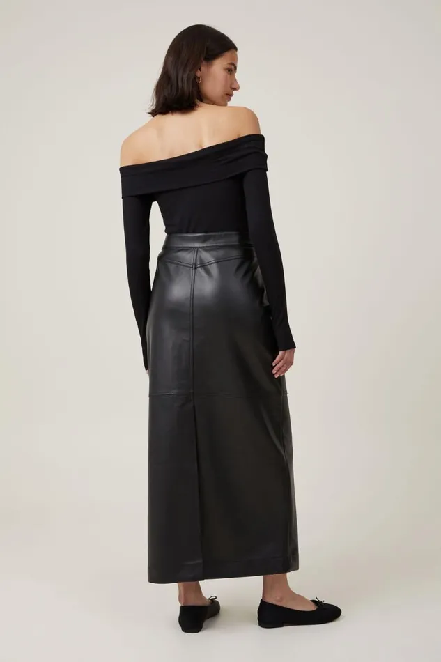 Faux Leather Maxi Skirt Black Women Cotton On Skirts
