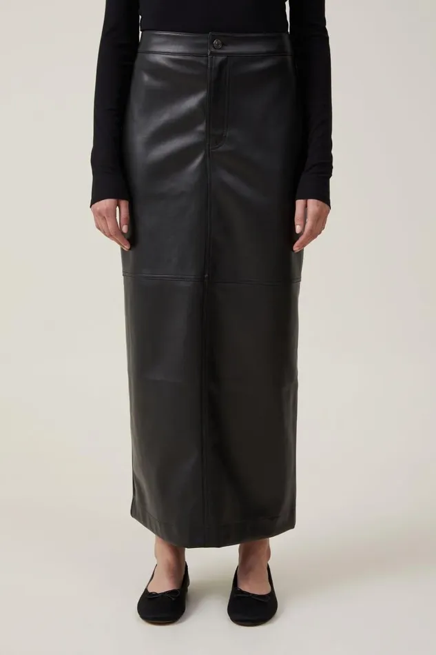 Faux Leather Maxi Skirt Black Women Cotton On Skirts