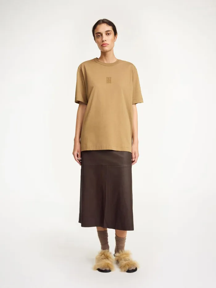 Fayeh Organic Cotton TShirt Light Brown Women By Malene Birger Tops and Blouses