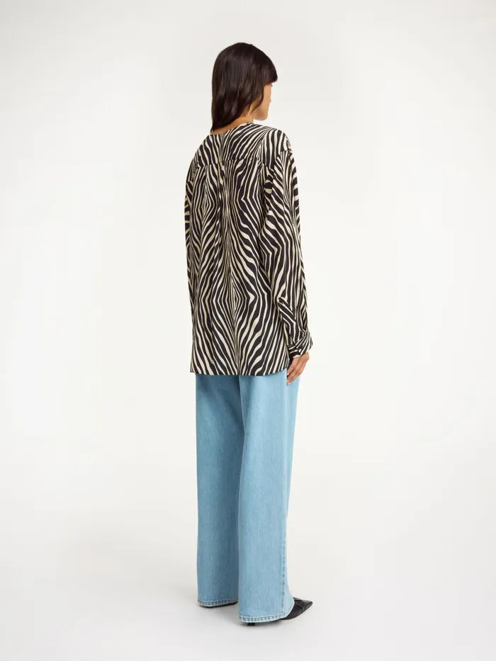 Fayette SilkBlend Shirt Zebra Women By Malene Birger Tops and Blouses