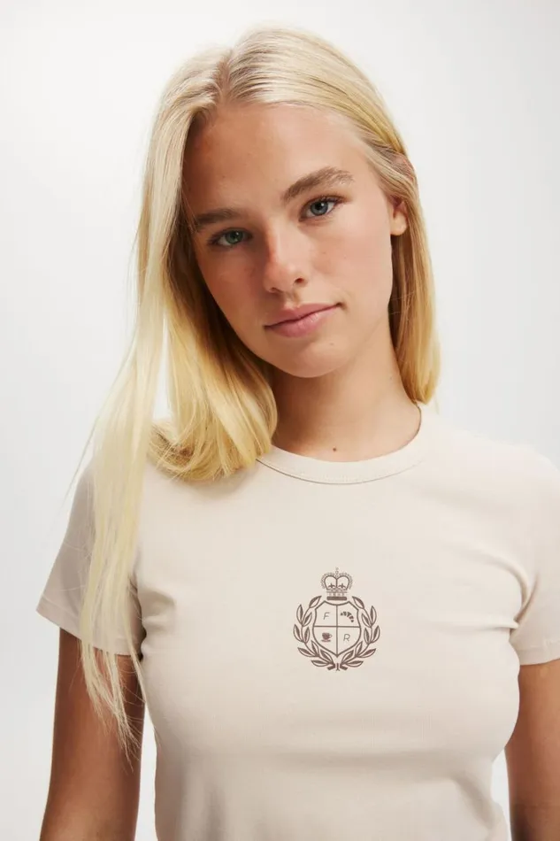 Fitted Graphic Longline Tee Croissant Crest Blondie Women Cotton On Tops Fitted Graphic Longline Tee Croissant Crest Blondie Women Cotton On Tops