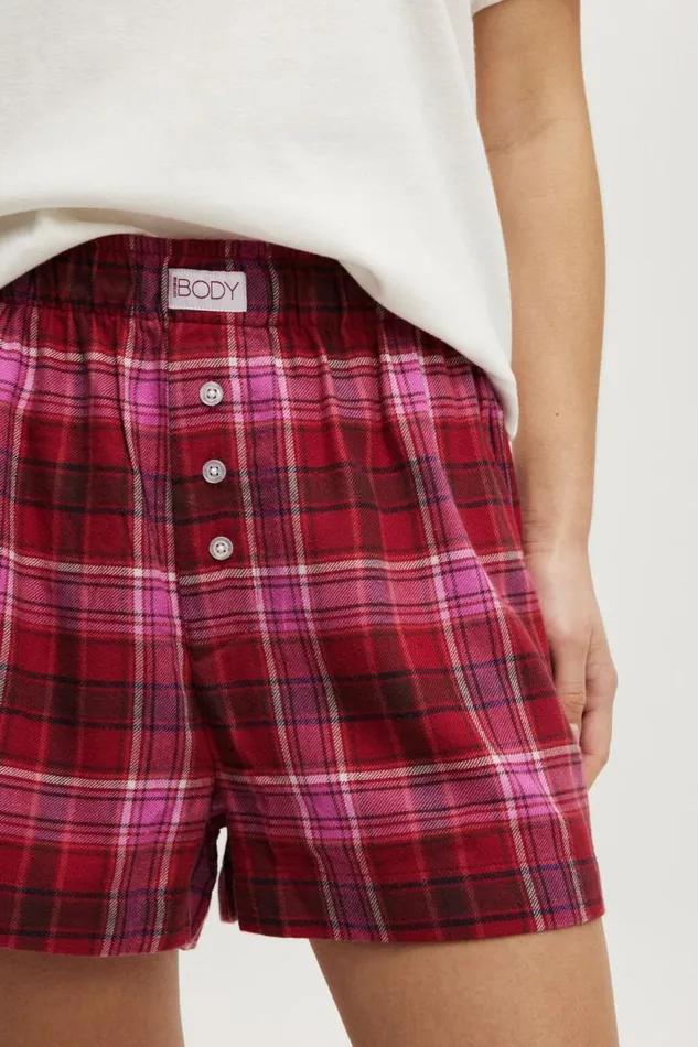 Flannel Boyfriend Boxer Short Silvie Check Pink Women Cotton On Shorts