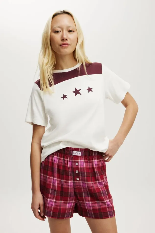 Flannel Boyfriend Boxer Short Silvie Check Pink Women Cotton On Shorts