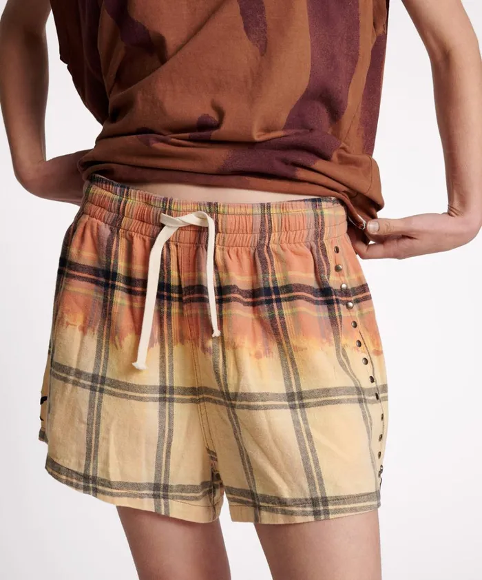 FLANNEL STUDDED BOXER SHORTS Women One Teaspoon Bottoms FLANNEL STUDDED BOXER SHORTS Women One Teaspoon Bottoms