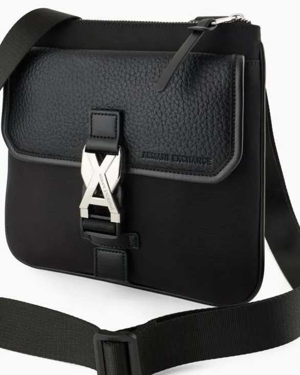 Flat Shoulder Bag With Logo Black Men Armani Crossbody Bags Flat Shoulder Bag With Logo Black Men Armani Crossbody Bags