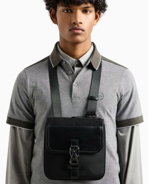 Flat Shoulder Bag With Logo Black Men Armani Crossbody Bags Flat Shoulder Bag With Logo Black Men Armani Crossbody Bags