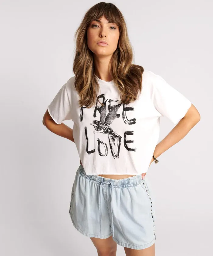 FREE LOVE CROPPED TEE Women One Teaspoon Basic Tees