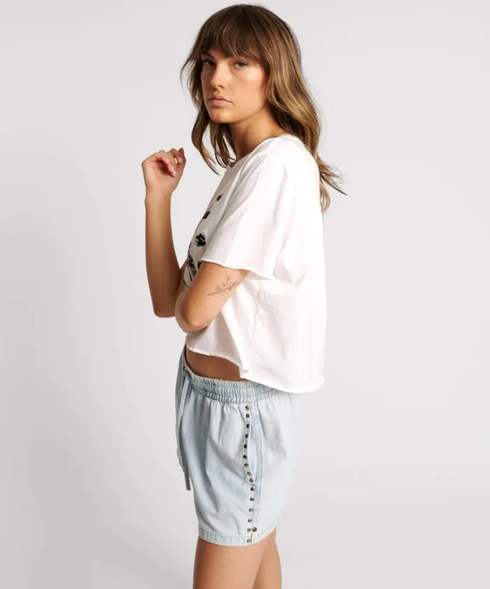 FREE LOVE CROPPED TEE Women One Teaspoon Basic Tees FREE LOVE CROPPED TEE Women One Teaspoon Basic Tees