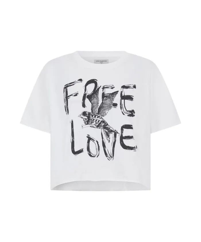 FREE LOVE CROPPED TEE Women One Teaspoon Basic Tees FREE LOVE CROPPED TEE Women One Teaspoon Basic Tees
