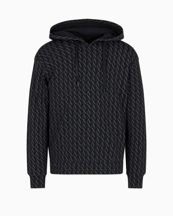 French Terry Sweatshirt Black Men Armani Sweatshirts