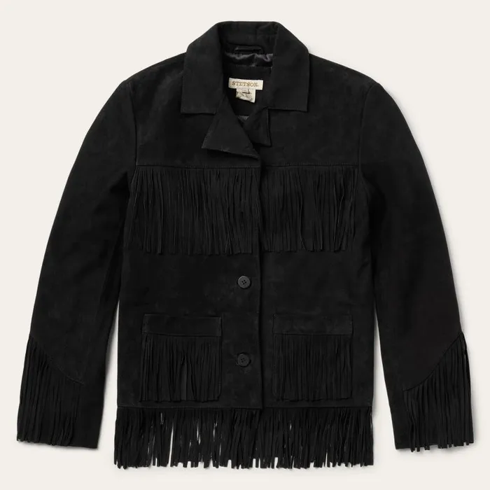 Fringe Suede Jacket Black Women Stetson Jackets