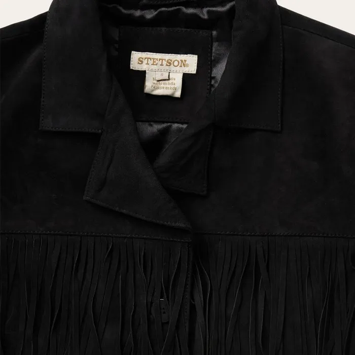 Fringe Suede Jacket Black Women Stetson Jackets