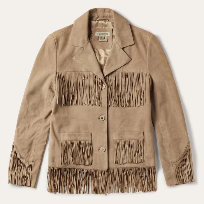 Fringe Suede Jacket Light Tan Women Stetson Fringe Jackets