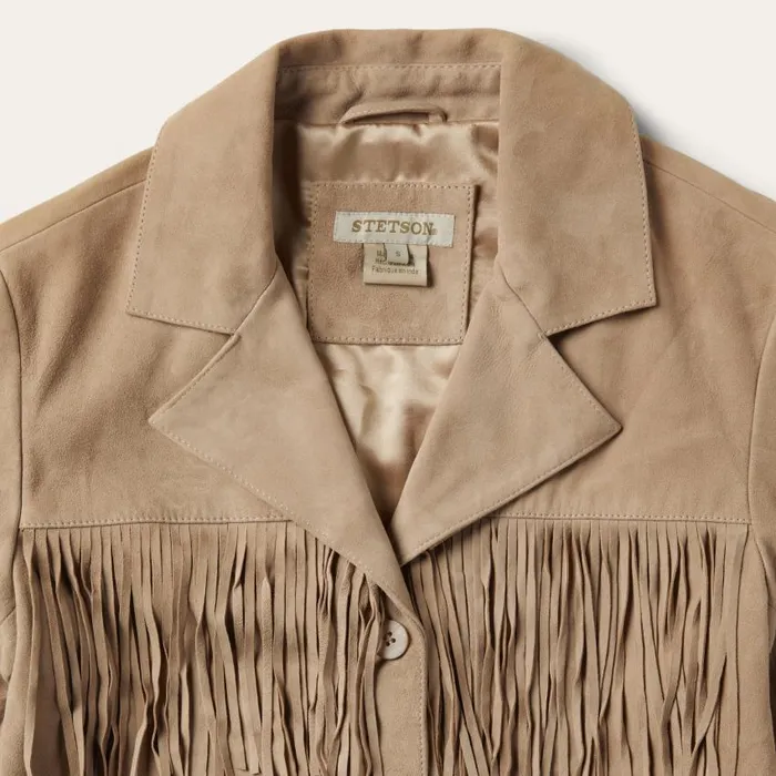 Fringe Suede Jacket Light Tan Women Stetson Fringe Jackets