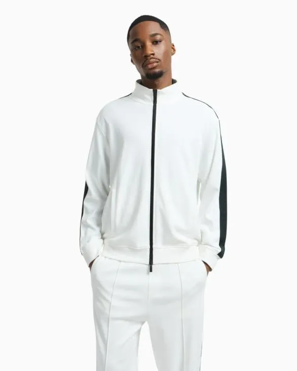 Full Zip Sweatshirt With Logo Bands White Men Armani Matching Sets Full Zip Sweatshirt With Logo Bands White Men Armani Matching Sets
