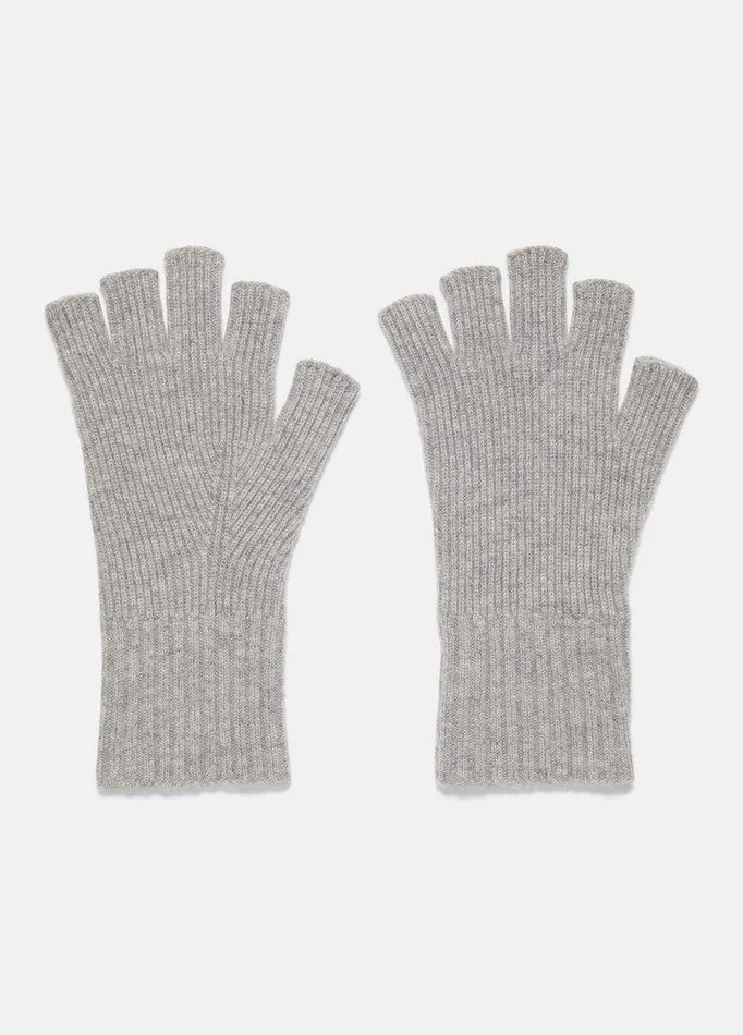 Gloves Men Vince WoolCashmere RibKnit Fingerless Glove Heather Grey