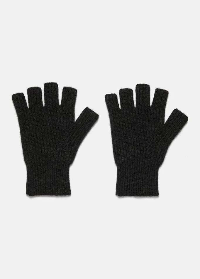 Gloves Women Vince Plush Cashmere RibKnit Fingerless Glove Black
