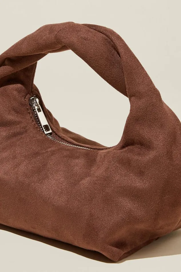 Goldie Mini Handle Bag Chocolate Faux Suede Women Cotton On Bags and Belts Goldie Mini Handle Bag Chocolate Faux Suede Women Cotton On Bags and Belts