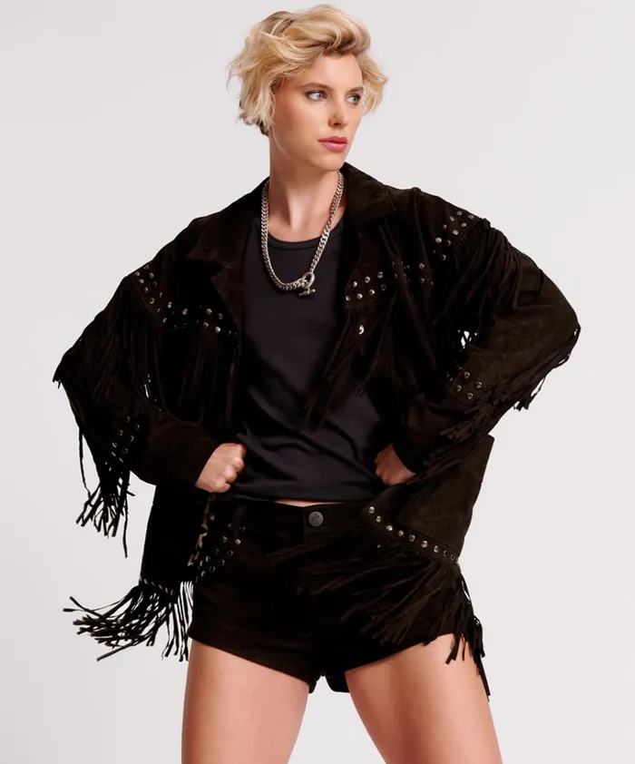 GOTHIC RODEO FRINGED SUEDE STUDDED JACKET Women One Teaspoon Jackets