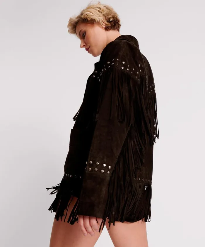 GOTHIC RODEO FRINGED SUEDE STUDDED JACKET Women One Teaspoon Jackets GOTHIC RODEO FRINGED SUEDE STUDDED JACKET Women One Teaspoon Jackets