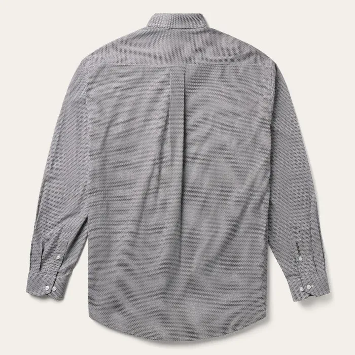 Grey Geo Print Button Front Shirt Grey Men Stetson Western Shirts