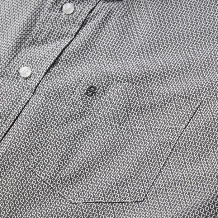 Grey Geo Print Button Front Shirt Grey Men Stetson Western Shirts