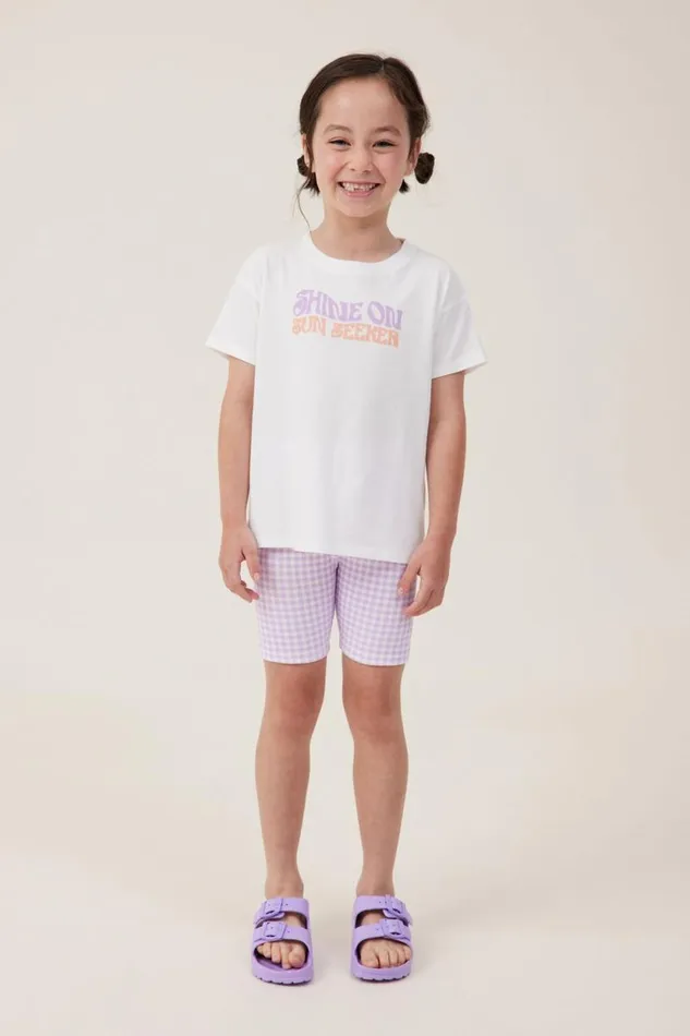 Hailey Bike Short Lilac Dropgingham Girls Cotton On Shorts Skirts and Playsuits Hailey Bike Short Lilac Dropgingham Girls Cotton On Shorts Skirts and Playsuits