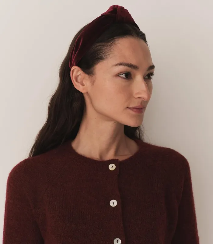 Hair Accessories Women DEN Blanche Knotted Headband Burgundy Velvet