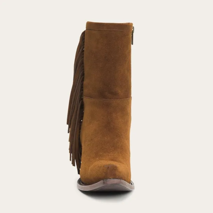 Halle Suede Fringe Side Zip Boot Brown Women Stetson Shorties