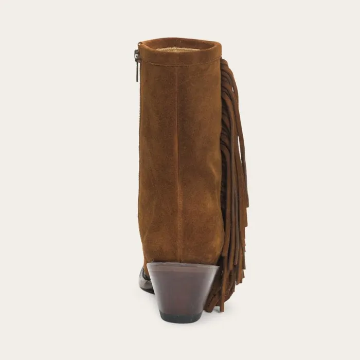 Halle Suede Fringe Side Zip Boot Brown Women Stetson Shorties