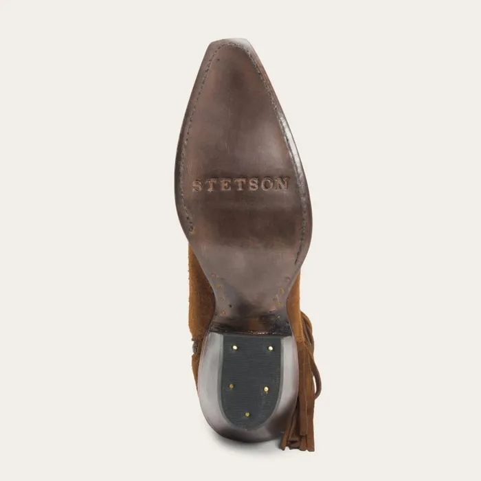 Halle Suede Fringe Side Zip Boot Brown Women Stetson Shorties