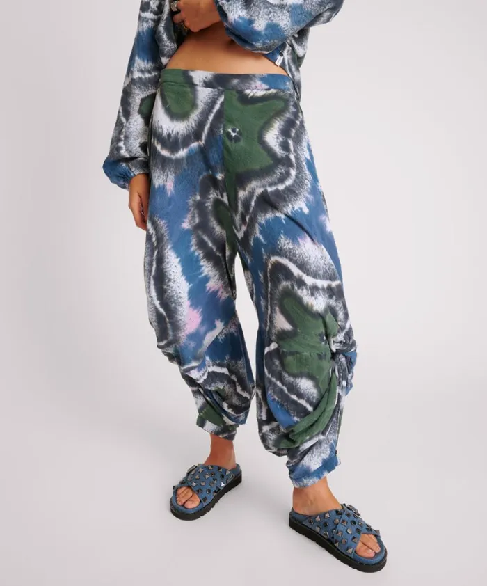 HAND PAINTED FLORAL MUSLIN GYPSY PANT Women One Teaspoon Bottoms