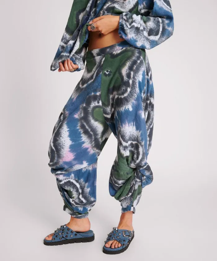 HAND PAINTED FLORAL MUSLIN GYPSY PANT Women One Teaspoon Bottoms