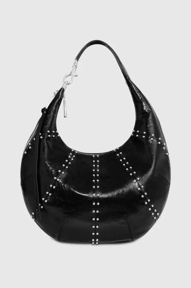 Handbags Hobo Bags Rebecca Minkoff Zip Around Croissant Hobo With Studs Blacksilver Handbags Hobo Bags Rebecca Minkoff Zip Around Croissant Hobo With Studs Blacksilver