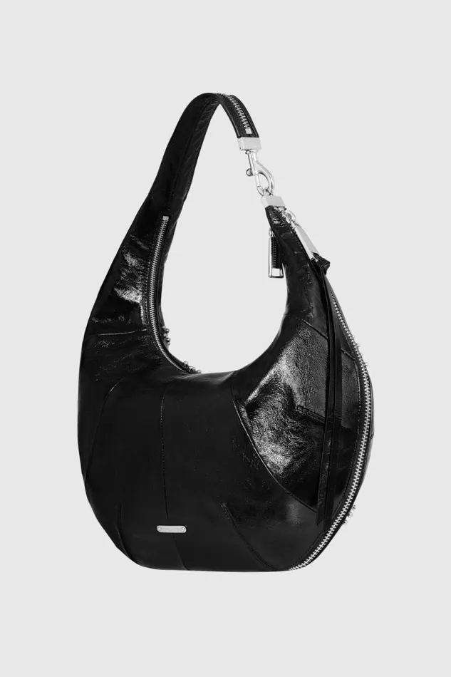 Handbags Hobo Bags Rebecca Minkoff Zip Around Croissant Hobo With Studs Blacksilver Handbags Hobo Bags Rebecca Minkoff Zip Around Croissant Hobo With Studs Blacksilver