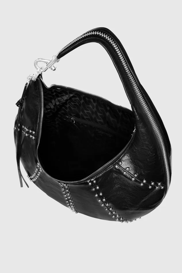 Handbags Hobo Bags Rebecca Minkoff Zip Around Croissant Hobo With Studs Blacksilver Handbags Hobo Bags Rebecca Minkoff Zip Around Croissant Hobo With Studs Blacksilver