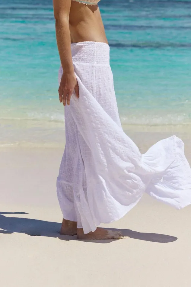 Hanky Hem Beach Maxi Skirt White Women Cotton On Skirts