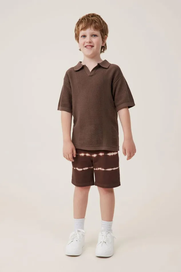 Harlow Longline Fleece Short Hot Choccyvanilla Tie Dye Boys Cotton On Shorts