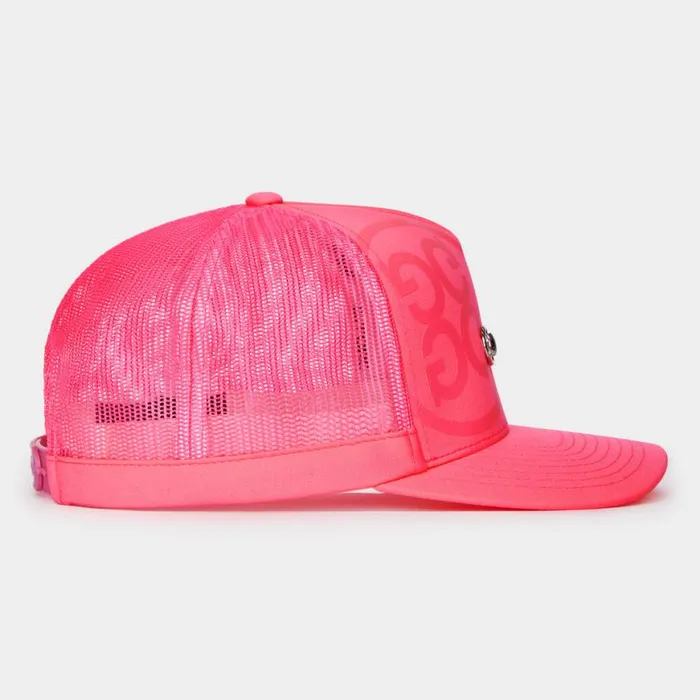 Hats MenWomen GFORE G LINK INTERLOCK KNIT TRUCKER HAT Knockout Pink Hats MenWomen GFORE G LINK INTERLOCK KNIT TRUCKER HAT Knockout Pink