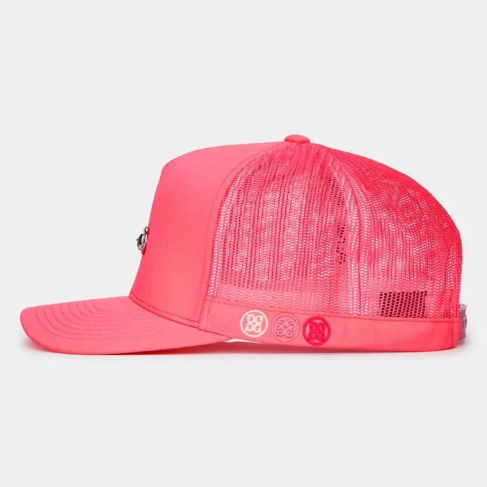 Hats MenWomen GFORE G LINK INTERLOCK KNIT TRUCKER HAT Knockout Pink Hats MenWomen GFORE G LINK INTERLOCK KNIT TRUCKER HAT Knockout Pink