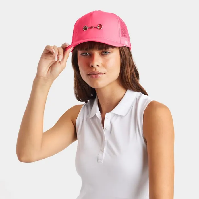 Hats MenWomen GFORE G LINK INTERLOCK KNIT TRUCKER HAT Knockout Pink Hats MenWomen GFORE G LINK INTERLOCK KNIT TRUCKER HAT Knockout Pink