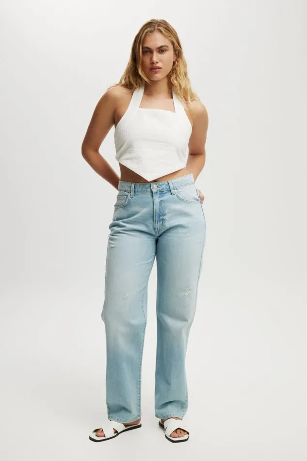 Haven Hankey Hem Halter White Texture Women Cotton On Tops
