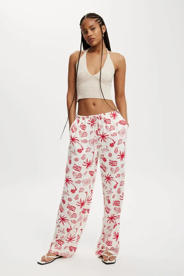 Haven Wide Leg Pant Mediterranean Escape Gardenia Women Cotton On Pants