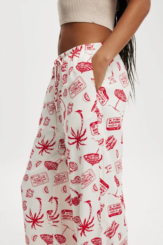 Haven Wide Leg Pant Mediterranean Escape Gardenia Women Cotton On Pants
