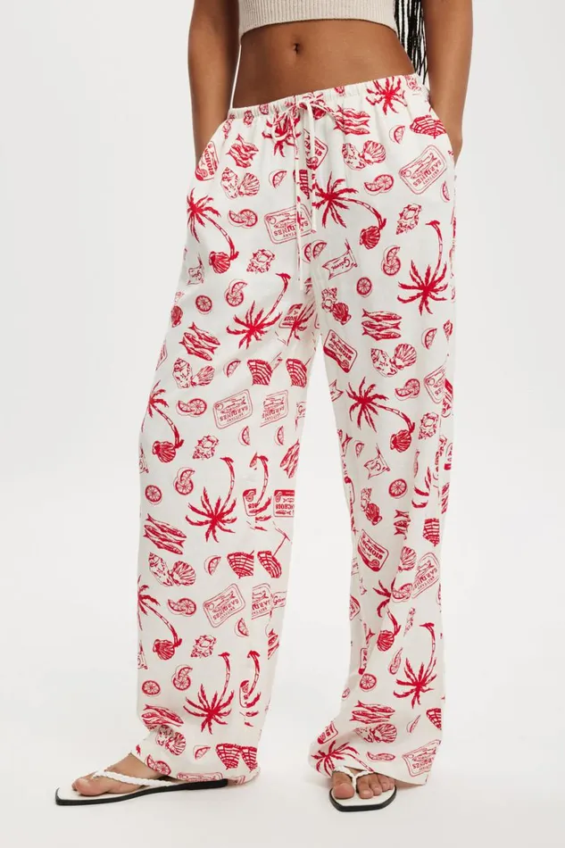 Haven Wide Leg Pant Mediterranean Escape Gardenia Women Cotton On Pants