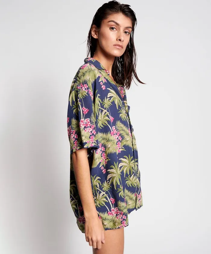 HAWAIIAN SHIRT BLUE Women One Teaspoon Shirts HAWAIIAN SHIRT BLUE Women One Teaspoon Shirts