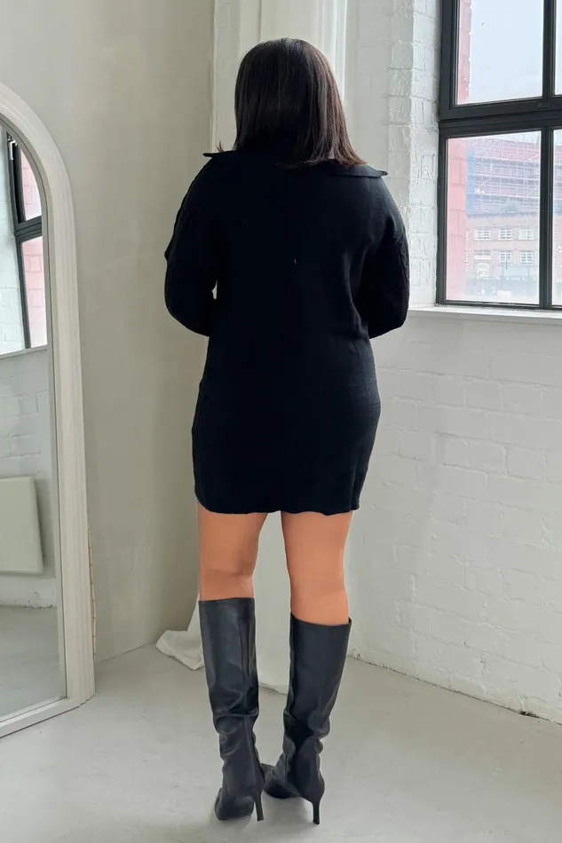 Hayes 14 Zip Black Cable Knit Jumper Dress Women Girl In Mind Knitwear Hayes 14 Zip Black Cable Knit Jumper Dress Women Girl In Mind Knitwear