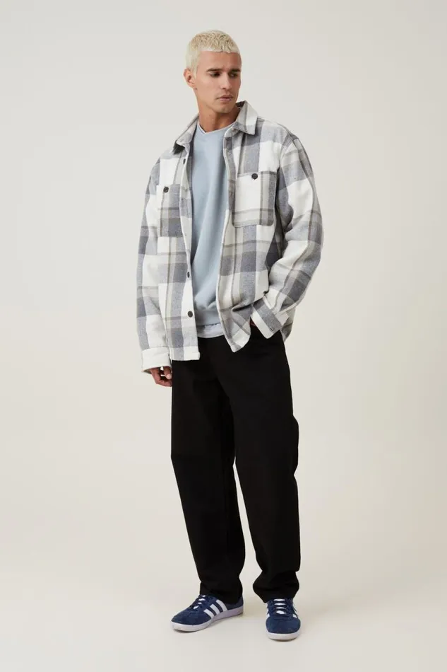 Heavy Overshirt Off White Check Men Cotton On Shirts and Polos Heavy Overshirt Off White Check Men Cotton On Shirts and Polos