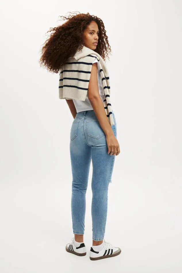 High Rise Skinny Jean Bells Blue Rip Women Cotton On Pants High Rise Skinny Jean Bells Blue Rip Women Cotton On Pants