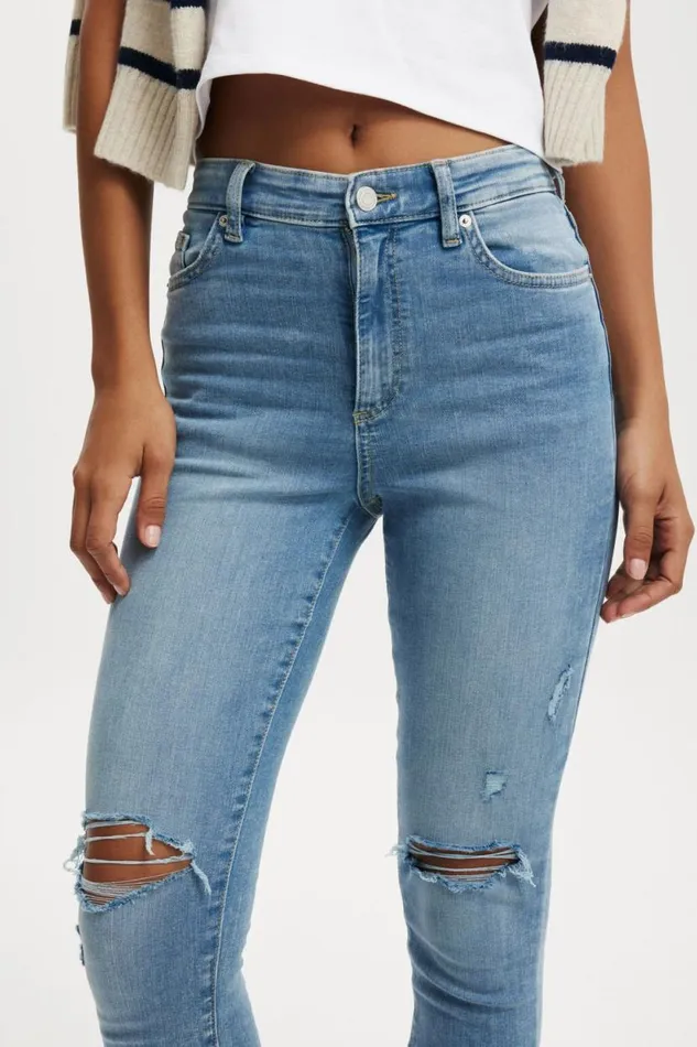 High Rise Skinny Jean Bells Blue Rip Women Cotton On Pants High Rise Skinny Jean Bells Blue Rip Women Cotton On Pants